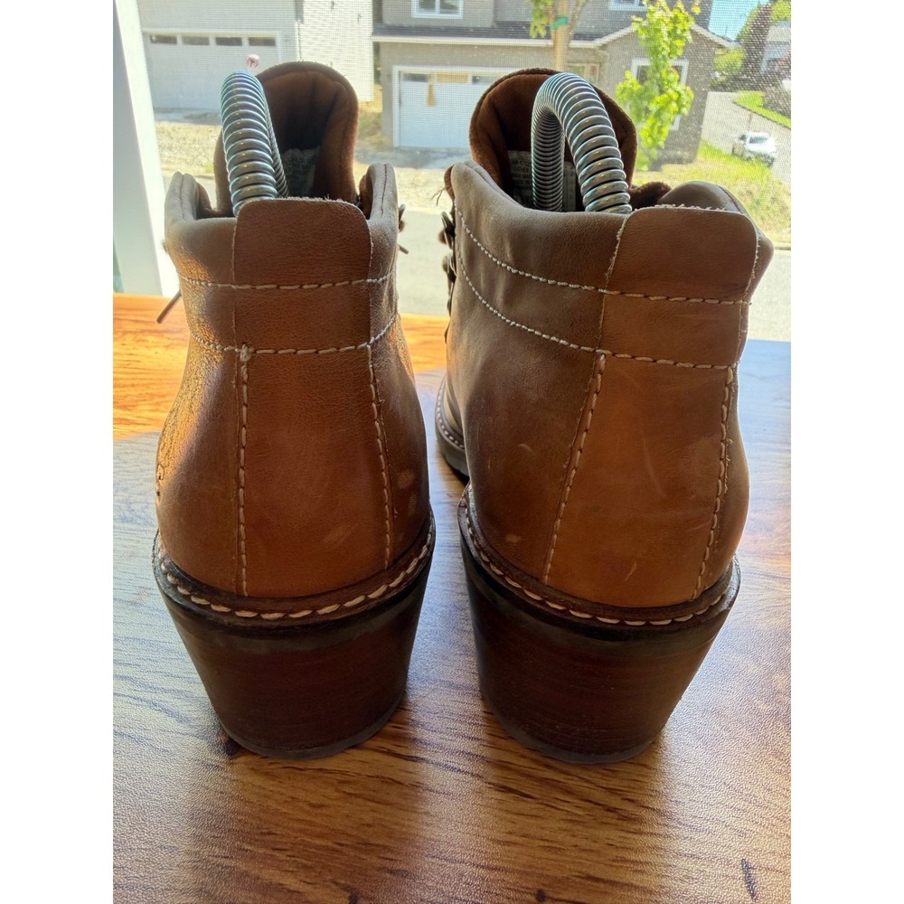 Rare Sketchers Brown Leather Chunky Heel y2k Boots Sz 8.5 - Picture 6 of 11